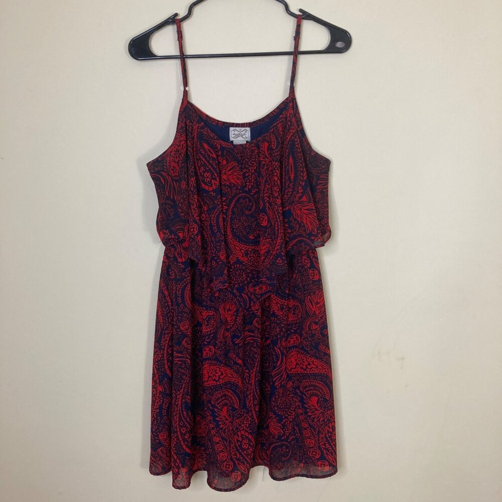 Eyelash Couture Dress Womens Large Paisley Red Blue Lined
